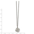 Stainless Steel Polished Four Leaf Clover with Crystal Necklace