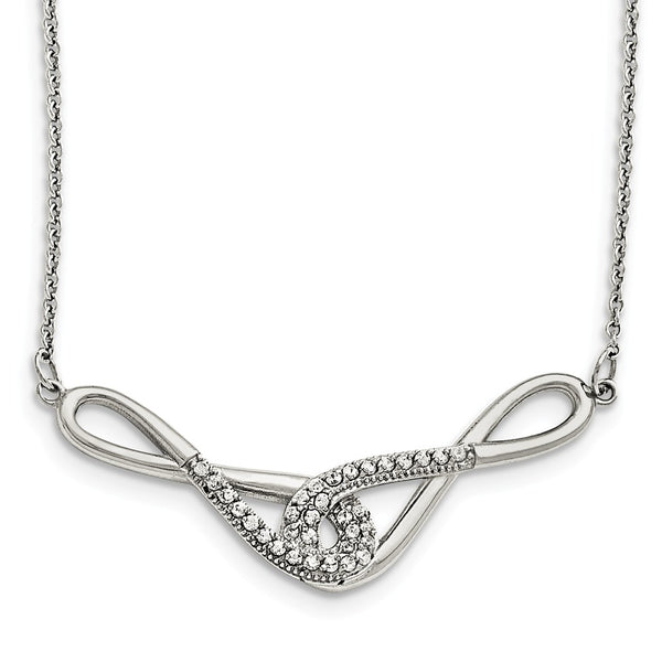 Stainless Steel Polished Infinity Symbols with CZs Necklace