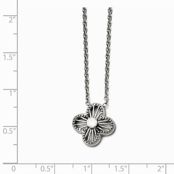 Stainless Steel Polished CZ Flower Necklace