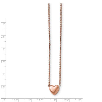 Stainless Steel Polished Pink IP-plated Heart Necklace