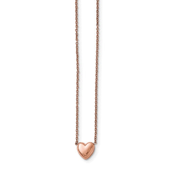 Stainless Steel Polished Pink IP-plated Heart Necklace