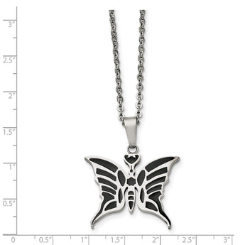 Stainless Steel Butterfly w/Enamel 20in w/ext Necklace