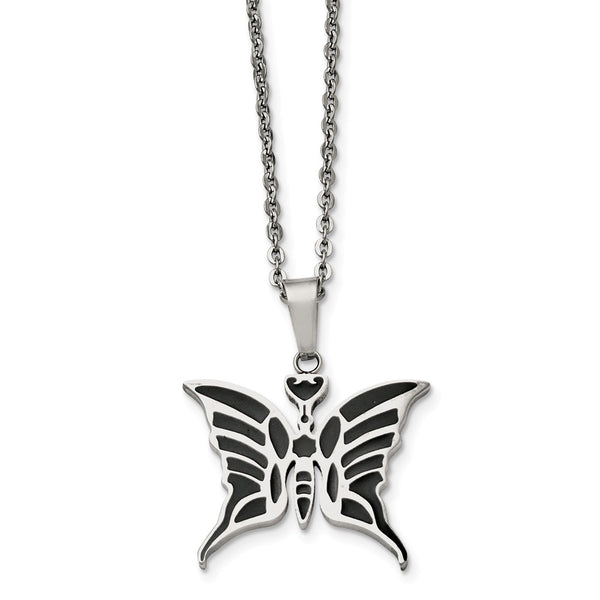 Stainless Steel Butterfly w/Enamel 20in w/ext Necklace