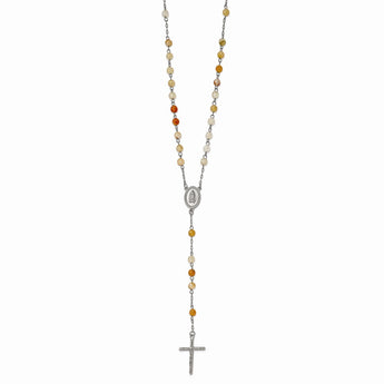 Stainless Steel Polished Agate Rosary