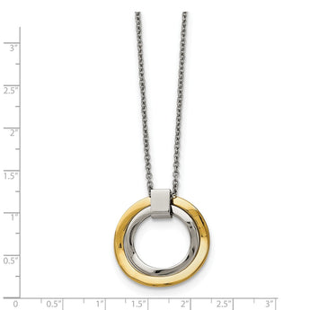 Stainless Steel Polished Yellow IP-plated Wavy Circles Necklace