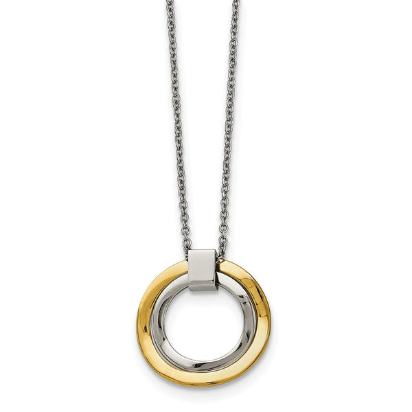 Stainless Steel Polished Yellow IP-plated Wavy Circles Necklace