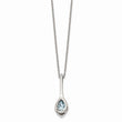 Stainless Steel Blue Glass Teardrop w/2in. ext. Necklace