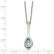 Stainless Steel Blue Glass Teardrop w/2in. ext. Necklace