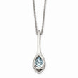 Stainless Steel Blue Glass Teardrop w/2in. ext. Necklace