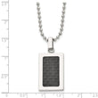 Stainless Steel Polished w/ Black Carbon Fiber Inlay 22in Necklace