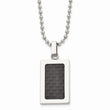 Stainless Steel Polished w/ Black Carbon Fiber Inlay 22in Necklace
