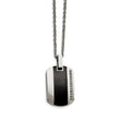 Stainless Steel Polished Black Ceramic Inlay CZ Small Necklace