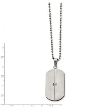 Stainless Steel Brushed and Polished w/CZ Necklace