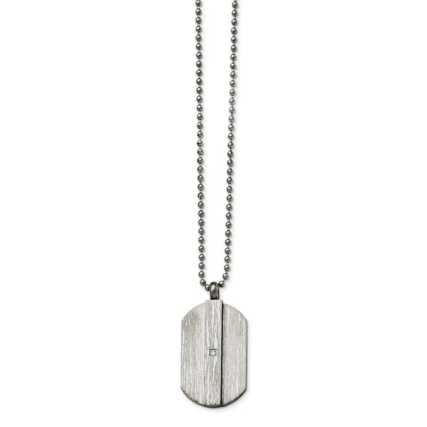 Stainless Steel Brushed and Polished w/CZ Necklace