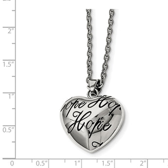 Stainless Steel Polished and Enameled Hope Heart Necklace