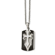 Stainless Steel Brushed/Polished Black IP-plated Cross Dog Tag Necklace