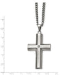 Stainless Steel Polished and Brushed CZ Cross Necklace