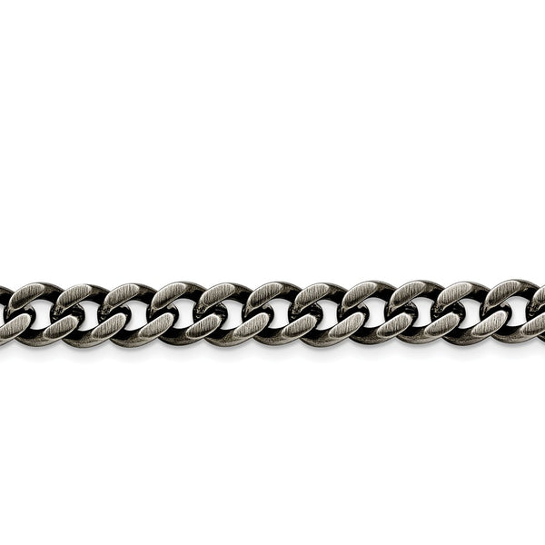 Stainless Steel 9.25mm Oxidized Curb Chain