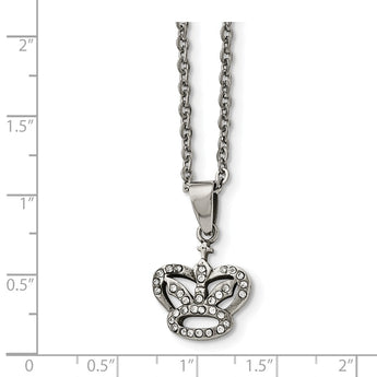 Stainless Steel CZ Crown Necklace