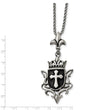 Stainless Steel Antiqued and Enameled Cross Necklace