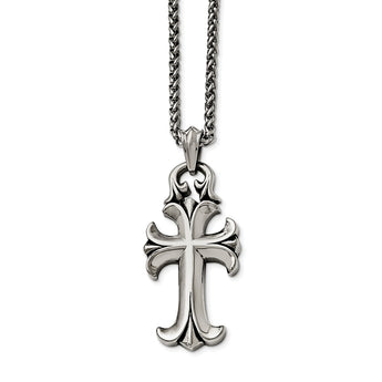 Stainless Steel Antiqued Cross Necklace