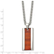 Stainless Steel Polished Red Wood Inlay Enameled Necklace