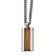 Stainless Steel Polished Brown Wood Inlay Enameled Necklace