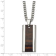 Stainless Steel Polished Black Wood Inlay Enameled Necklace