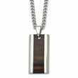 Stainless Steel Polished Black Wood Inlay Enameled Necklace