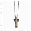Stainless Steel Polished Cream/Black Enameled Cross 19.75in Necklace