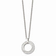 Stainless Steel Polished White Enameled with Crystals Necklace