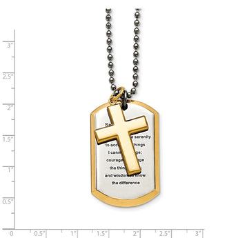 Stainless Steel Polished Yellow IP-plated Serenity Prayer Necklace