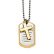 Stainless Steel Polished Yellow IP-plated Serenity Prayer Necklace
