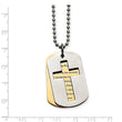 Stainless Steel Polished Yellow IP-plated Serenity Prayer Necklace