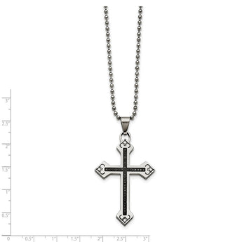 Stainless Steel Polished 1/4ct tw. Diamond Cross Necklace