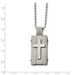 Stainless Steel Matte and Antiqued Cross Dog Tag Necklace