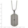 Stainless Steel Matte/Antiqued 0.04ct.tw Diamond Dog Tag Necklace