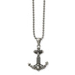 Stainless Steel Polished and Antiqued Anchor Necklace