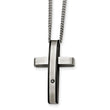 Stainless Steel Polished/Black IP-plated 1pt.Diamond Cross Necklace