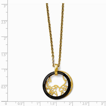 Stainless Steel/Ceramic Polished/Laser Cut Yellow IP-plated Necklace