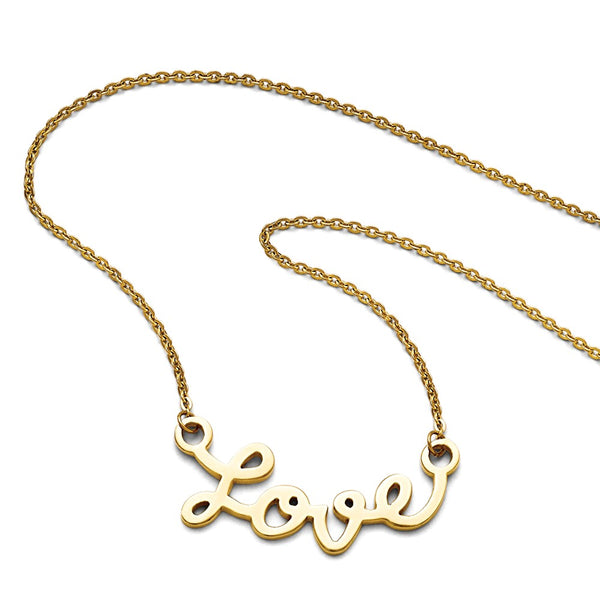 Stainless Steel Polished Yellow IP-plated Love Necklace