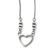 Stainless Steel Polished Black Enamel CZ Heart Necklace