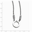 Stainless Steel Polished Black Enamel CZ Circle Necklace