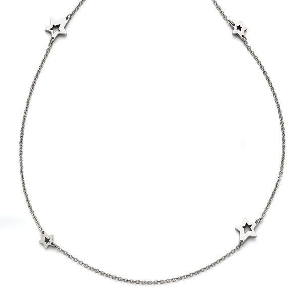 Stainless Steel Polished Slip On Stars Necklace