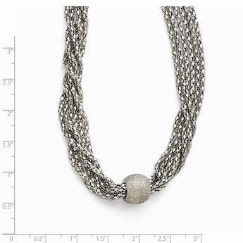 Stainless Steel Polished and Laser Cut 6 Strand Necklace