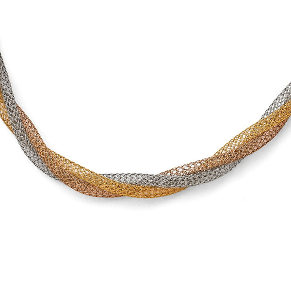 Stainless Steel Yellow/Rose IP-plated Twisted Mesh Necklace