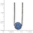 Stainless Steel Polished Blue Enamel w/Crystals w/2in ext. Necklace