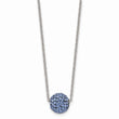 Stainless Steel Polished Blue Enamel w/Crystals w/2in ext. Necklace