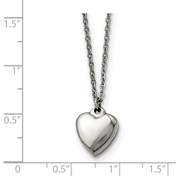 Stainless Steel Polished Heart w/1.50in. ext. Necklace