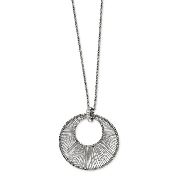 Stainless Steel Polished Wire Circle w/2in ext. Necklace